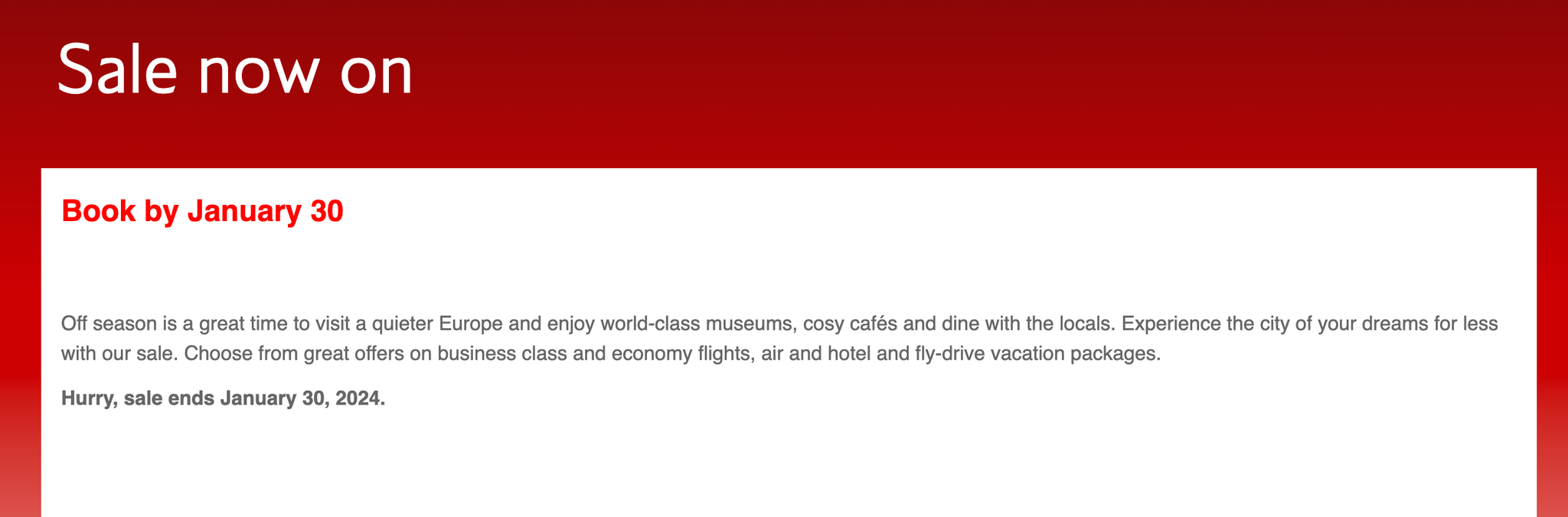 British Airways' January sale Roundtrip flights to Europe for under